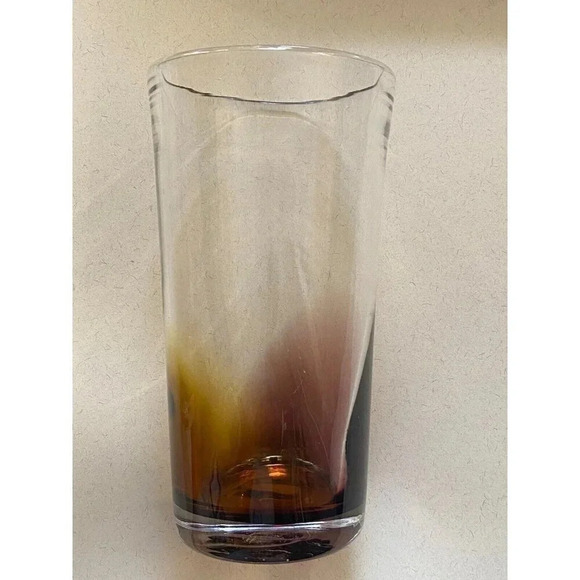 Lot of 4 Mexico Glass Tumblers Clear Amber Gold Purple Hand Made Glasses - Picture 8 of 15